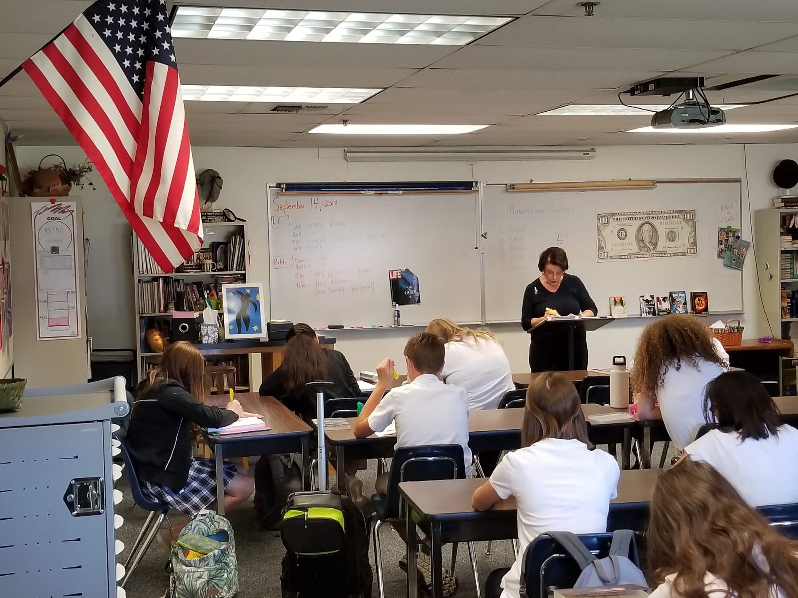 Upper grades classroom at Stockdale Christian School